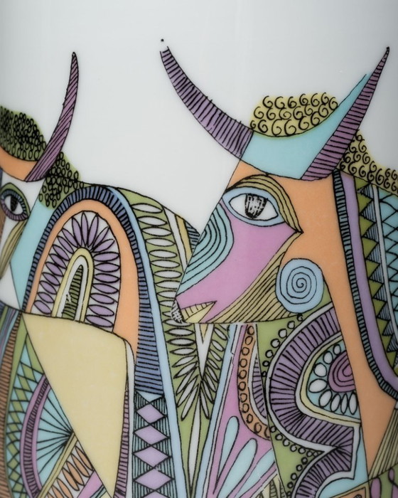 Image 1 of Rosenthal “Bulls” & “Roosters” Designer Vase Duo Cuno Fischer & Bjørn Wiinblad