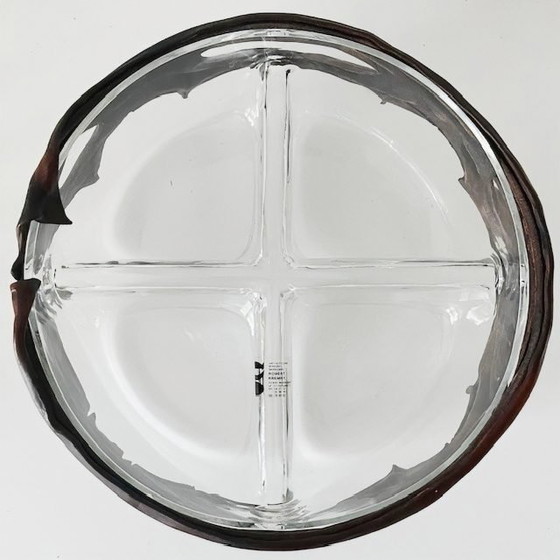 Ciotola in vetro dal design brutalista vintage con decorazione in pelle, Robert Kremsky, anni '90 – Ciotole (photo 9 of 16)
