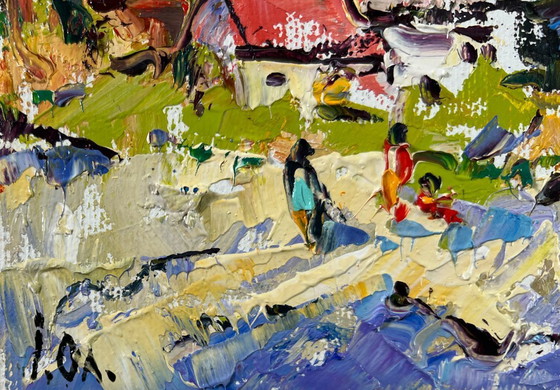 Image 1 of Original Oil Painting Summer Coastal Landscape Silence in the mountains