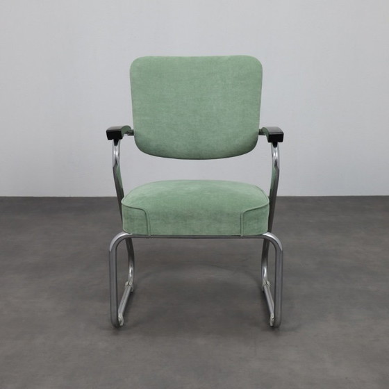 Image 1 of Een paar buisvormige stalen fauteuils van Paul Schuitema voor Fana Metaal, Nederland, jaren 1950.