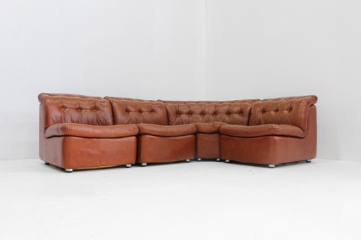 Canapé modulable incurvé italien vintage des années 1970, ensemble de 4 – 3 5 zitsbanken, Skai (photo 2 of 9)