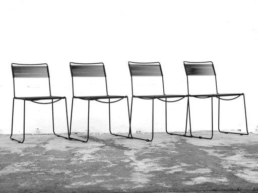 Four "Spaghetti" Chairs by Sintesi Italy, Production in the '70s Minimalism Era