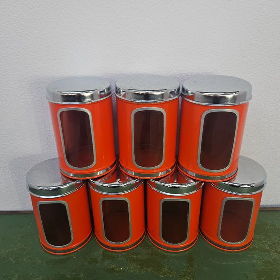 Image 1 of Ensemble de 7 boîtes de rangement vintage, bocaux de cuisine, boîtes de conservation Brabantia