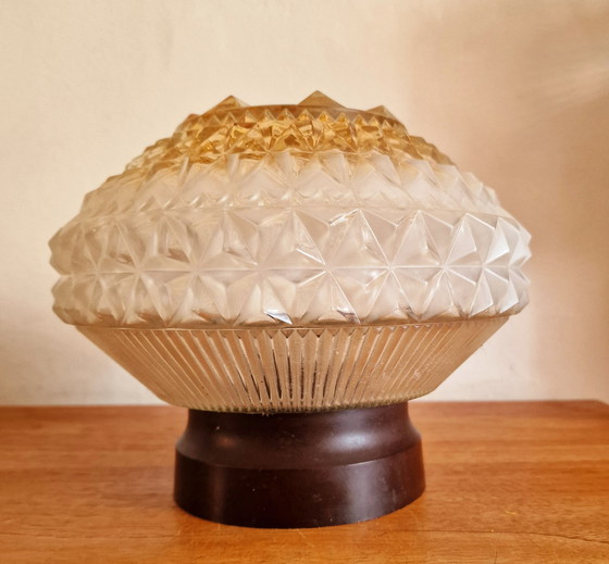 Image 1 of Plafonnier Glashütte ambré vintage
