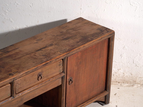 Antique low cabinet in pine wood – China, circa 1900 – Storage cabinet, Iron (photo 18 of 40)