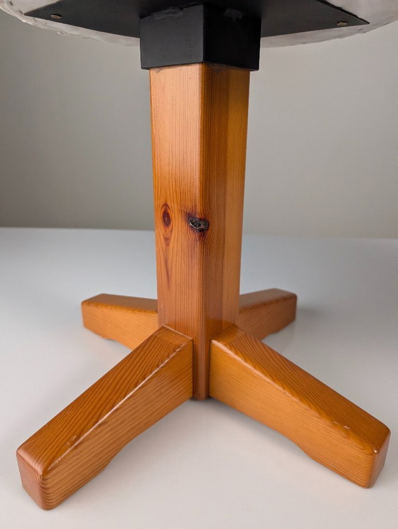 Pair of Scandinavian Modern Pine and Fabric Stools, 1980s – Textile, Wood (photo 8 of 9)