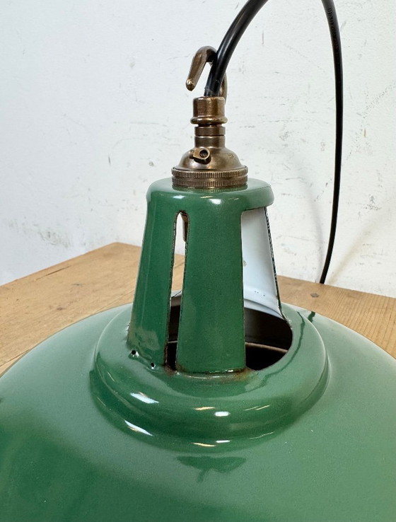 Image 1 of Industrial Green Enamel Factory Pendant Lamp, 1960s