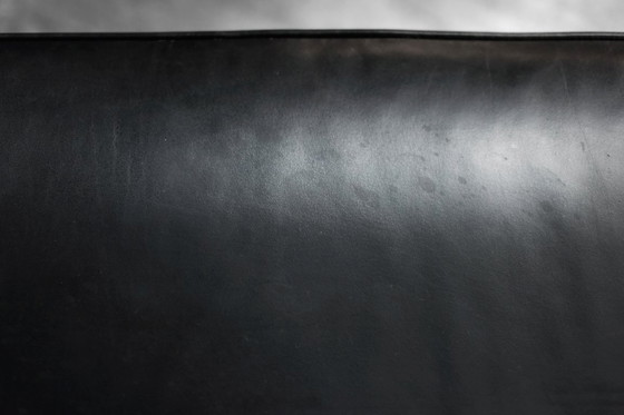 Image 1 of Divano vintage in rovere e pelle nera, stile tedesco moderno di metà secolo, anni '60