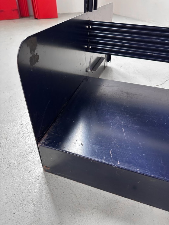 Image 1 of Italienisch-Dutch Lips Vago "Congresso" Stahlblaues Doppelbücherregal, 1966