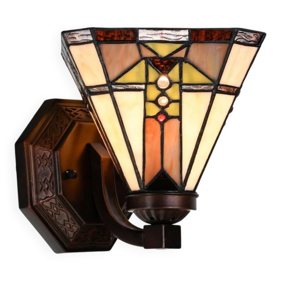 Vierkante Tiffany wandlamp, Wandlampen, Kristal, Glas, Blauw (foto 2 van 6)