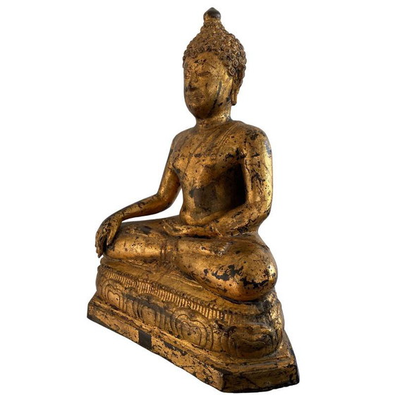 Estatua de Buda Mandalay birmana en bronce con dorado original – Lote 159 – Esculturas, Bronze (photo 7 of 11)