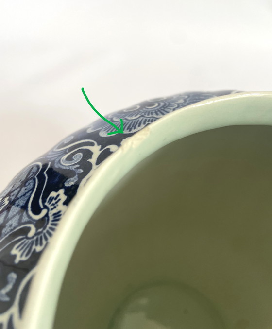 Image 1 of Set Delft Blue 1x Lid Vase and 2x Trumpet Vases by Boch for Royal Sphinx Maastricht Holland