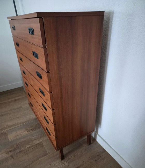 Mid-Century Modern Teakhouten Hoge Commode (jaren 60/70) – Ladekasten, Wood (photo 5 of 8)