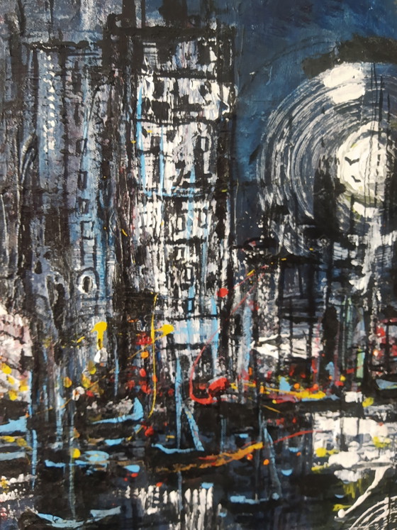 Painting of the Night Skyline of the City of Bremen in Germany in Beautiful Shades of Blue, Christian (photo 10 of 13)