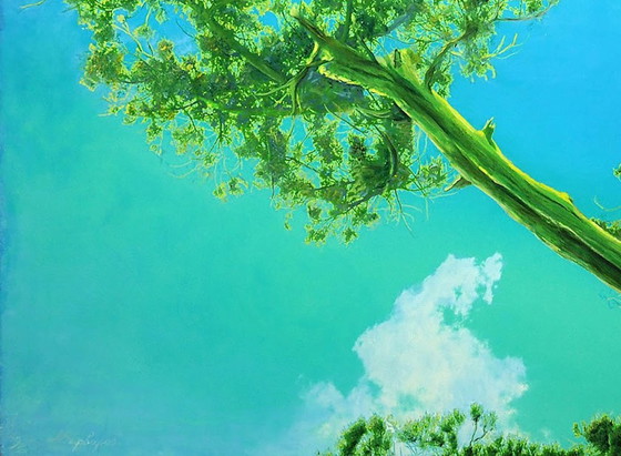 Pintura al óleo original, arte moderno, paisaje, cielo, testigo del tiempo. Amanecer. – Pinturas y dibujos (photo 6 of 7)