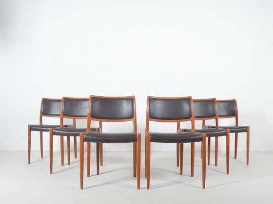Image 1 of Set Of 6 Chairs Model 80 Designed By Niels Møller, 1960s