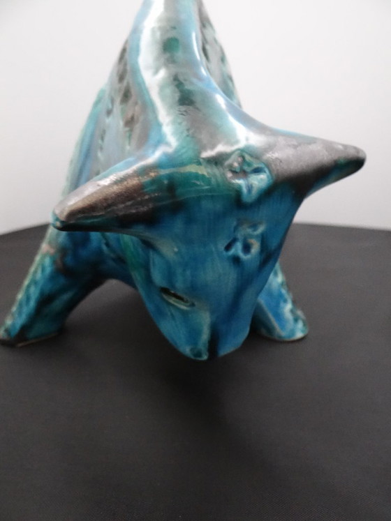Jema Holland Stier 79, Großer modernistischer Retro-Kunst-Keramikstier – Bildhauerei, Ceramic (photo 15 of 15)