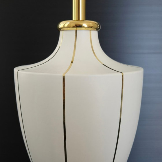 Image 1 of IMPORTANT VINTAGE 1970s AMPHORUS LAMP IN CERAMIC & GILT BRASS 70S TRANSVAAL