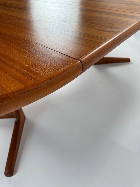 Uitschuifbare Teak Eettafel, Glostrup Møbelfabrik, Denemarken, ca. jaren 60, Hout, Metaal, Bruin (foto 8 van 15)