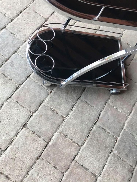 Italian Glass and Chrome Trolley, 1970s – Bar carts (photo 4 of 9)