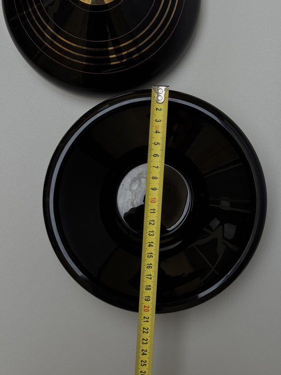 Image 1 of Grande bomboniera in vetro nero, serie "Mimosa" - Boom, Belgio Art Déco - Vetro ialitico -