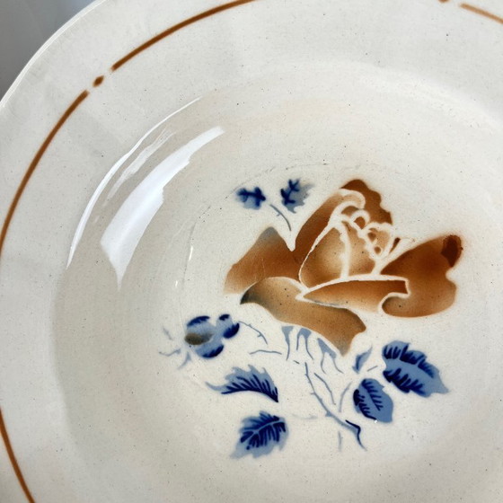 Set van 6 Sarreguemines soepborden met bloemmotief, eerste helft van de 20e eeuw. – Servies, Ceramic, Vintage (photo 7 of 14)