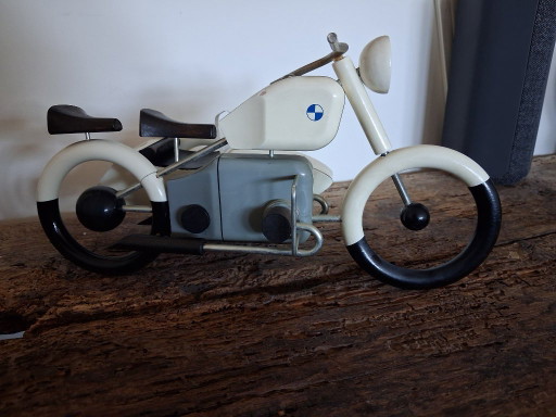 BMW d'epoca in legno con sidecar – decoratieve objecten, Wood