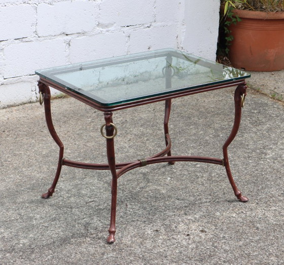 Image 1 of Tavolino da caffè francese d'epoca in ferro e vetro - Tavolino da cocktail - Tavolino da salotto - Anni '80