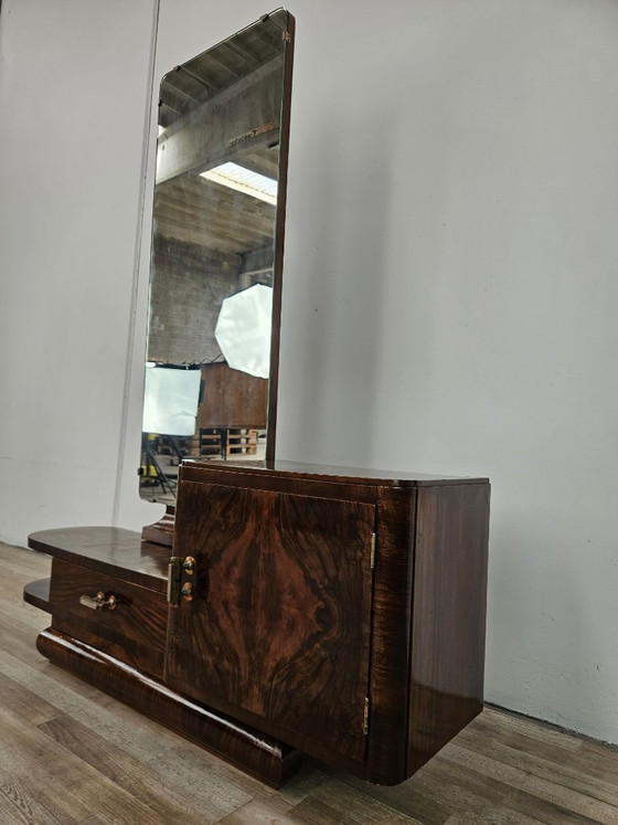 Art Déco kaptafel van notenhout met spiegel, Italiaans design, jaren 1940 – Consoles, Wood (photo 2 of 17)
