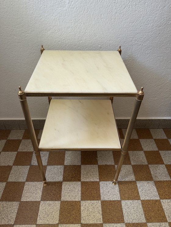 Image 1 of 60s brass marble side table