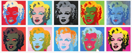 Warhol, Andy - Ten Marilyns II - Color offset (with seal) - 140 x 80 cm