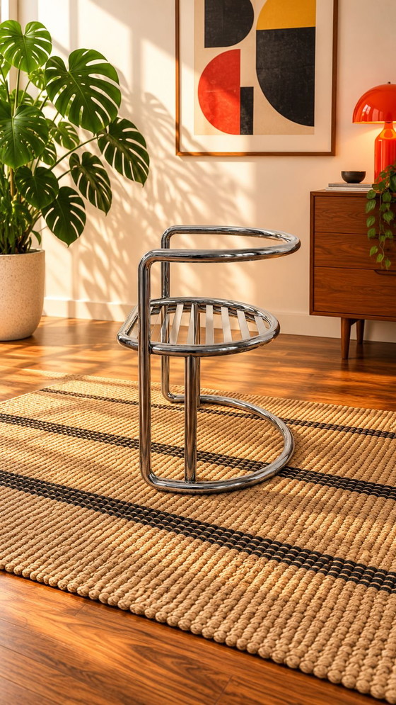 Salon Bauhaus vintage, Fauteuils, Verre, Chrome, Noir (photo 12 sur 14)