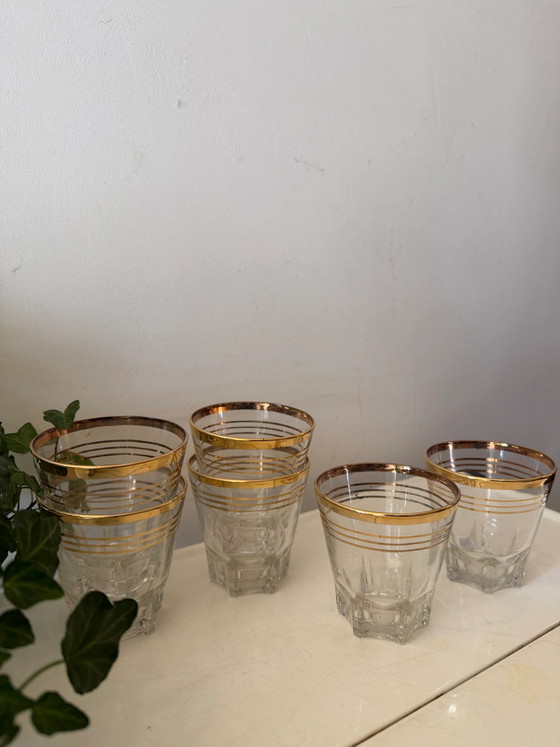 Verres à bord doré – Verres et carafes, Gold, Glass, Hollywood Regency (photo 6 of 6)