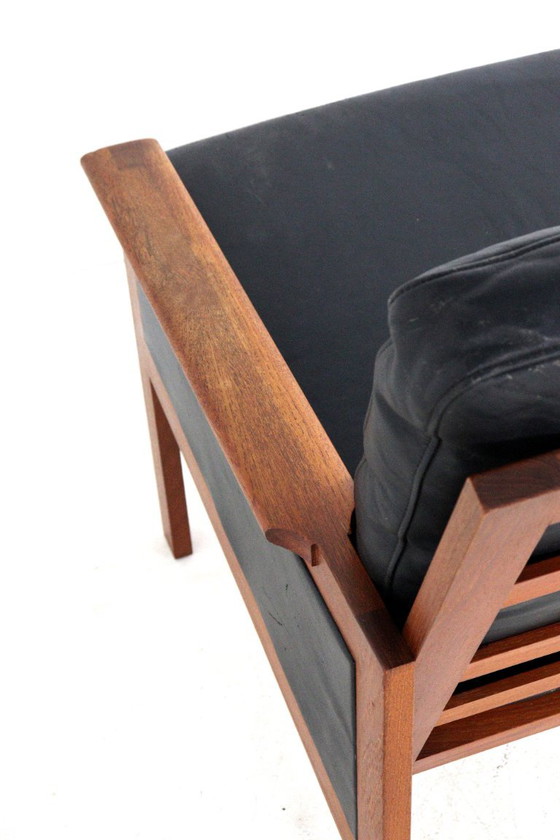 Illum Wikkelso Voor Niels Eilersen Capella Fauteuil Vintage Deens – Leather, Wood (photo 11 of 15)