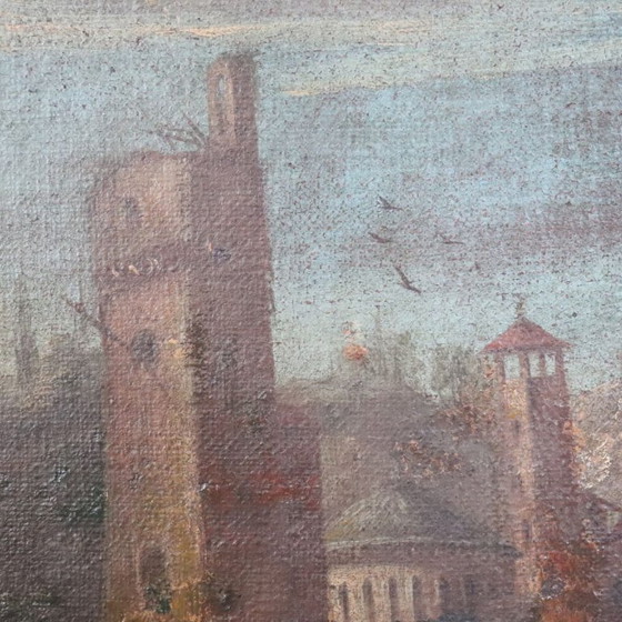 Image 1 of Paysage côtier, peinture à l'huile ancienne sur toile, Italie, XVIIIe siècle