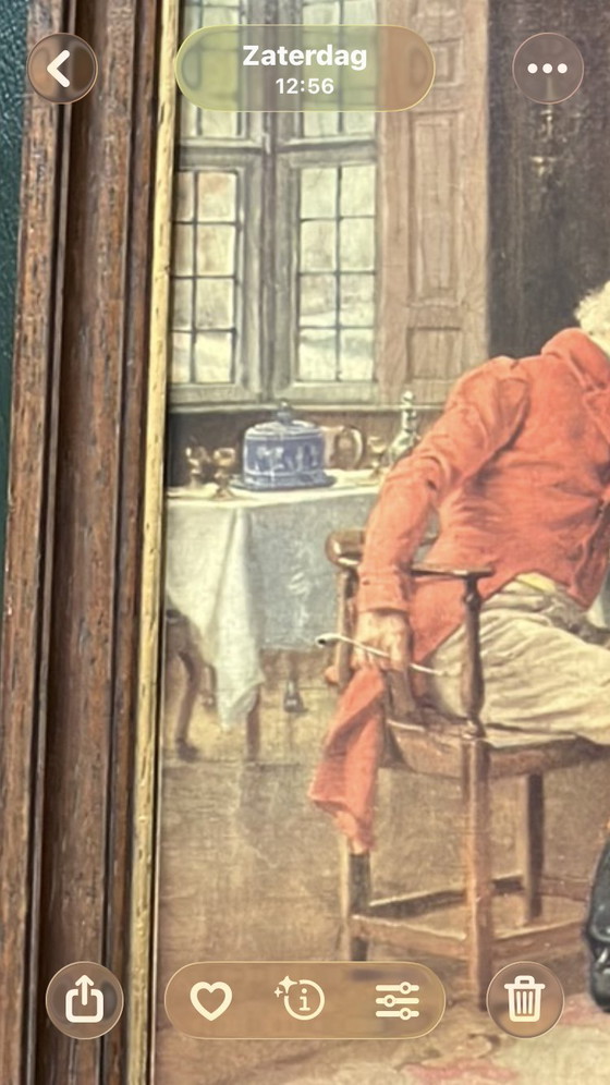 Image 1 of Estampe vintage de Margaret Dovaston - « Bonne humeur » - Dans un magnifique cadre en bois
