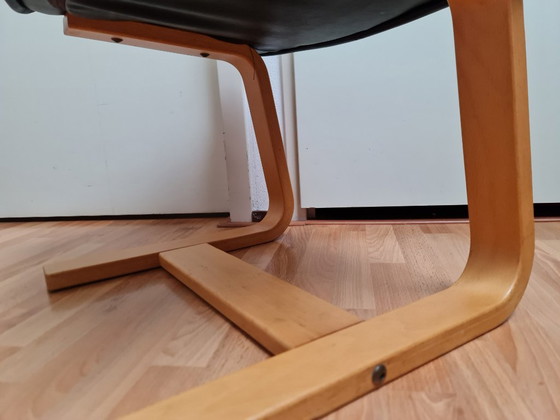 Image 1 of Hocker Poef Voetenbank Leer Vintage Scandinavisch Design