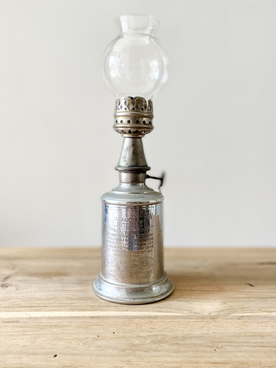 Image 1 of Antique French Pigeon Oil Lamp · 19th Century · Pewter · Original Glass Globe · Genuine Guaranteed