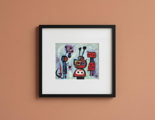 Miró, Joan - L'Oiseau au aware calme les ailes en flammes - stampa d'arte