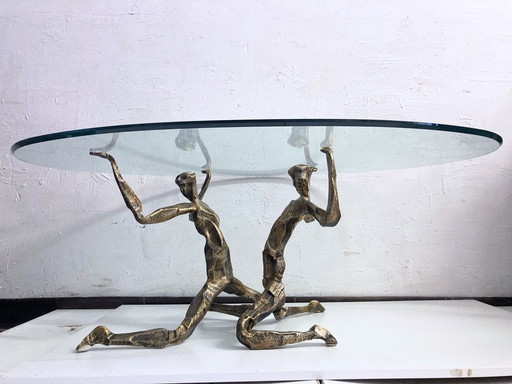 Sculptural Salvino Marsura Trinidad coffee table bronze glass brutalist