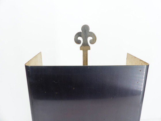 Image 1 of Neoklassieke tafellamp in geborsteld metaal, in de stijl van Maison Charles, circa 1970