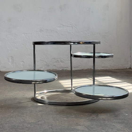 Image 1 of Milo Baughman Style Chrome and Glass Coffee Table, 1990
