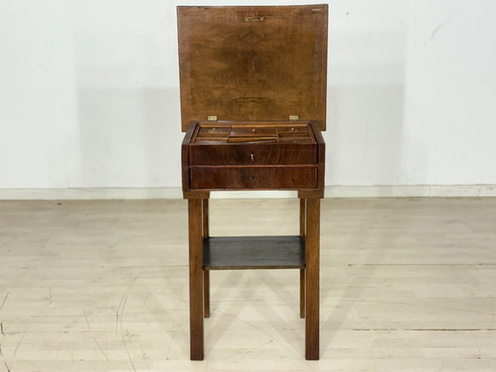 Image 1 of Antieke Biedermeier/Gründerzeit naaitafel - uniek exemplaar met sterinleg
