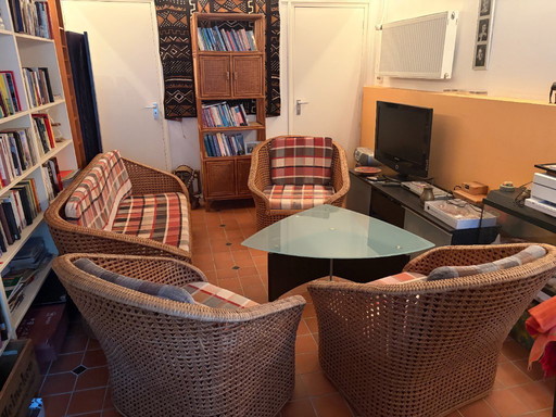 Ensemble de canapés en bambou, canapé et 3 chaises