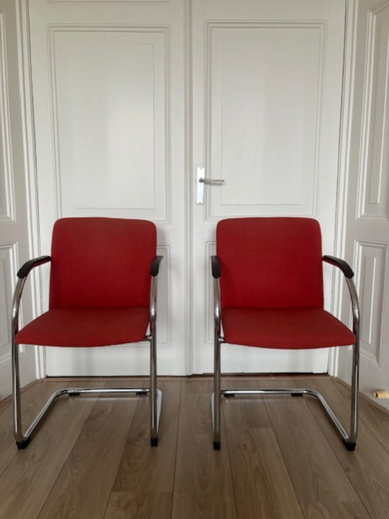 Image 1 of Lande Cole Modus Design Chairs - Chrome Sled Frame Set of 2
