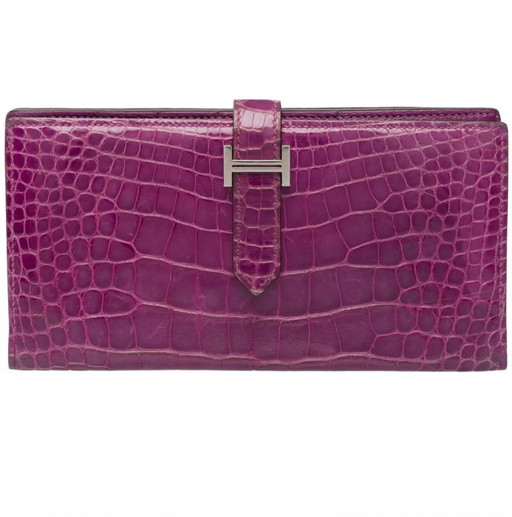 Accessoire HERMES Bearn en Cuirs exotiques Violet - 101993