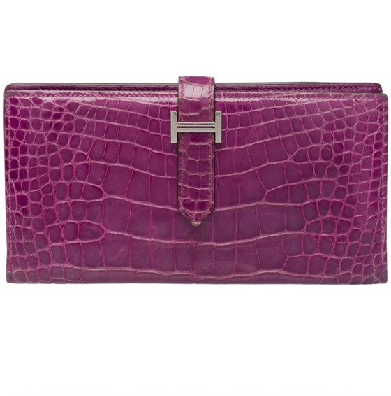 Image 1 of Accessoire HERMES Bearn en Cuirs exotiques Violet - 101993
