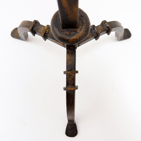 Image 1 of Set of 3 brutalist tripod candlesticks/candle holders in wrought iron