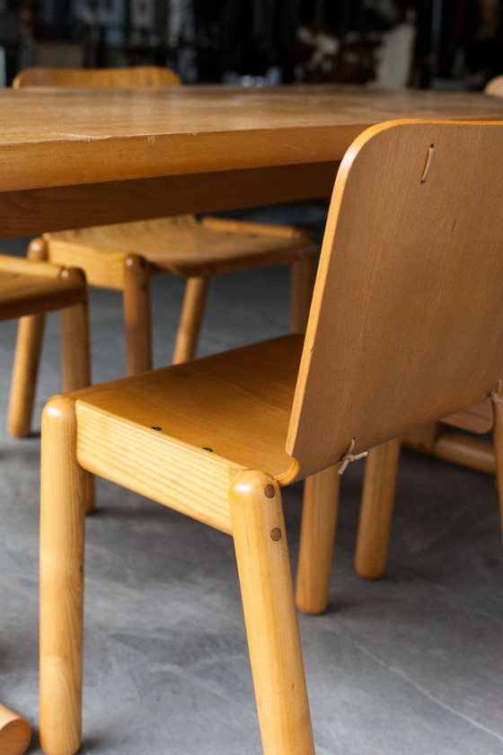 Image 1 of Essgruppe aus Sperrholz mit 5 Stühlen, Italien, 1970er Jahre