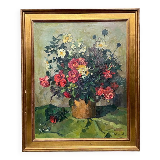 Leo Pringels ( ) "Stilleven met bloemen". – schilderijen tekeningen, Canvas